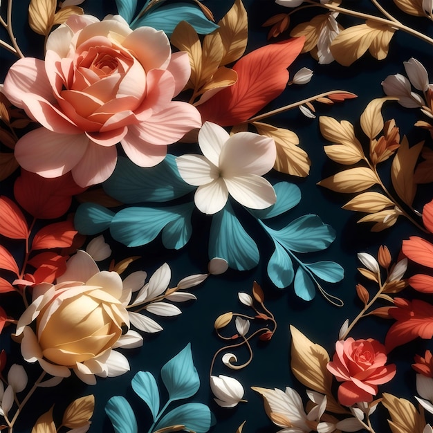 Diseño floral colorido sin costuras Elemento de diseño de azulejos