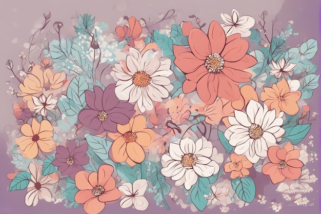 un diseño floral colorido por persona Cute Aesthetic Wallpapers Imágenes