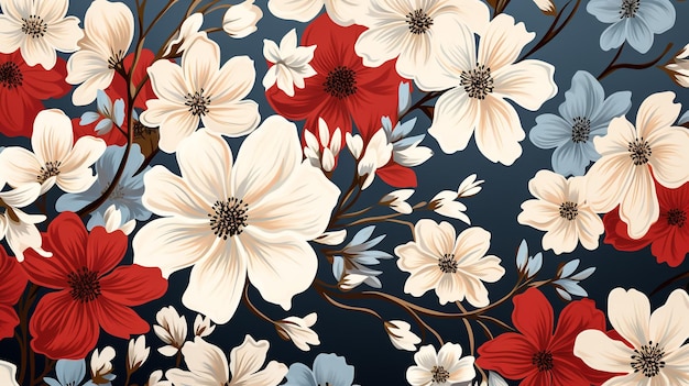 Diseño floral sin costuras flores de fondo negro ilustración vectorial