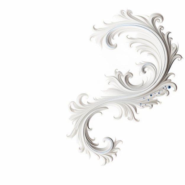 Foto diseño floral de estilo art deco con remolinos de plata y gemas irisantes azules