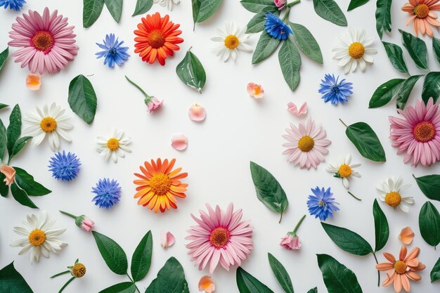 Diseño floral con flores de primavera Diseño de tarjetas de felicitación