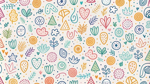 Diseño floral y geométrico colorido dibujado a mano