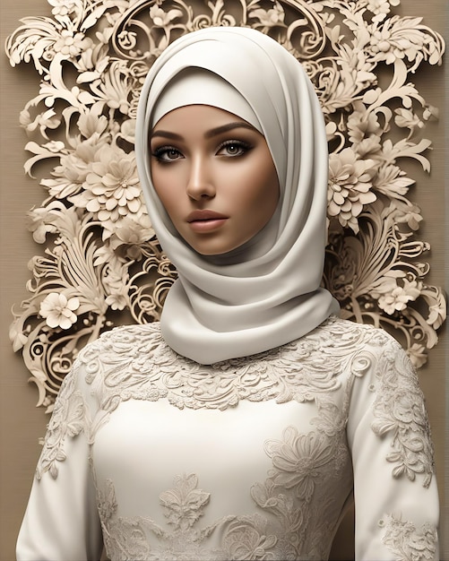 Diseño floral moda hijab.