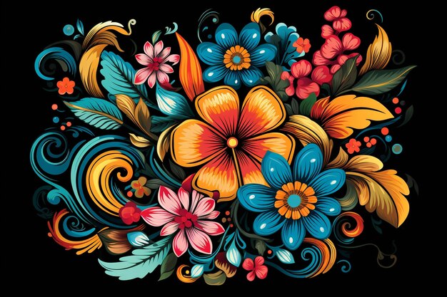 diseño floral multicolor vectorial