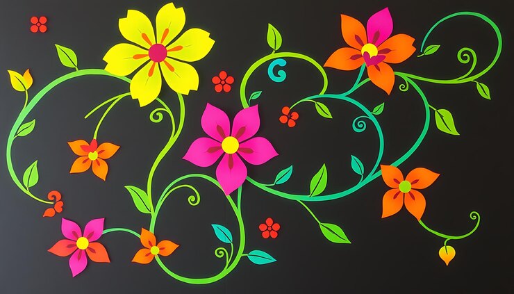 Foto diseño floral de neón vibrante