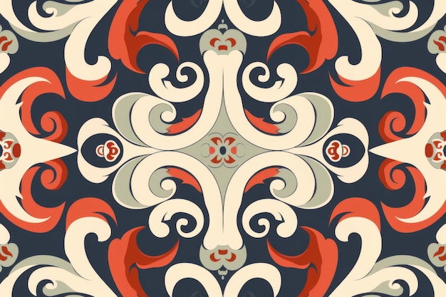 Diseño floral ornamental con remolinos y rizos