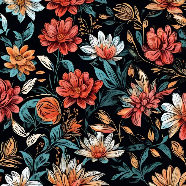 diseño floral para textiles y fondo generativo ai