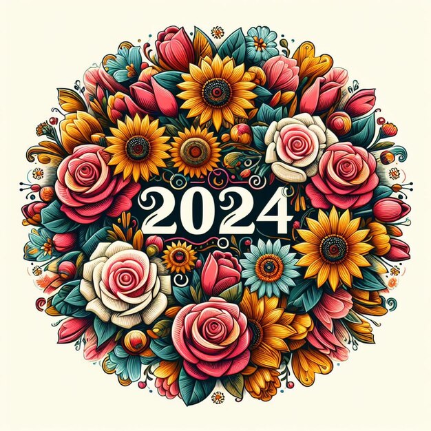 Diseño floral vectorial para 2024