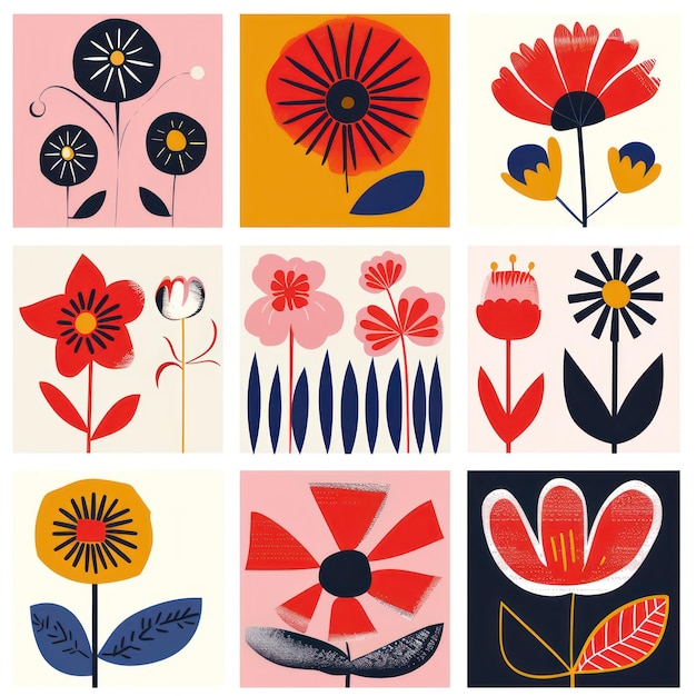 Diseño de flores abstractas y coloridas