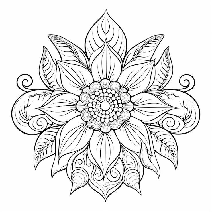 Foto diseño de flores para adultos página para colorear