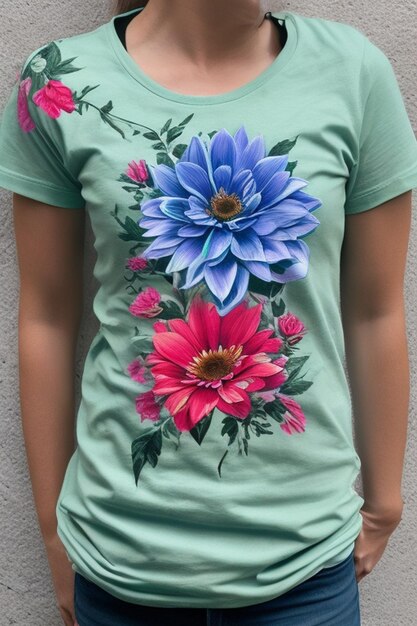 Foto diseño de flores en la camiseta