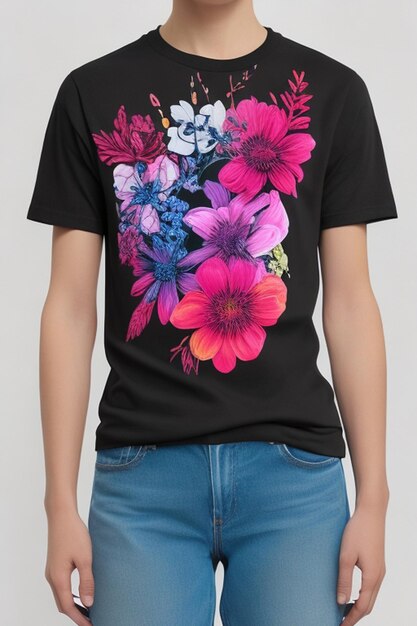 diseño de flores en la camiseta