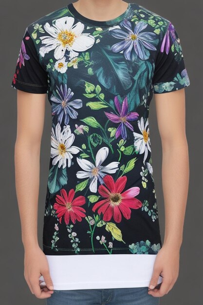 Foto diseño de flores en la camiseta