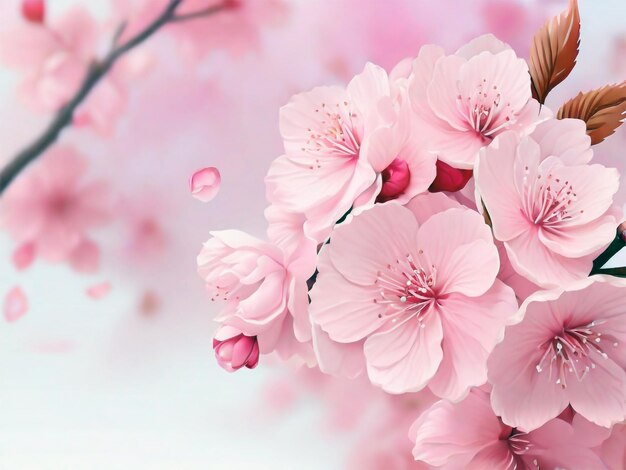 Foto diseño de flores de cerezo con flores naturales