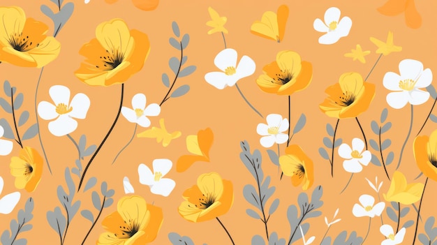Diseño de flores de Doodle Ilustración gráfica naturaleza floral Fondo