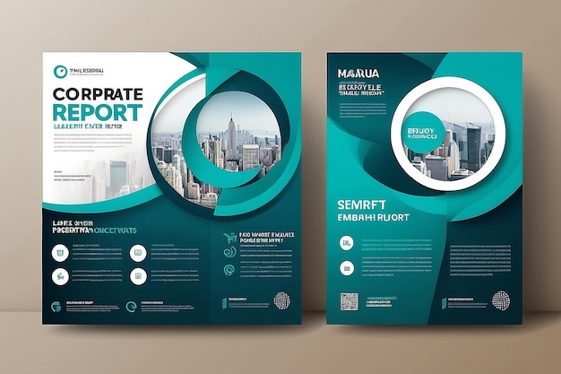 Diseño de folleto de portada del informe empresarial corporativo o diseño de folleto