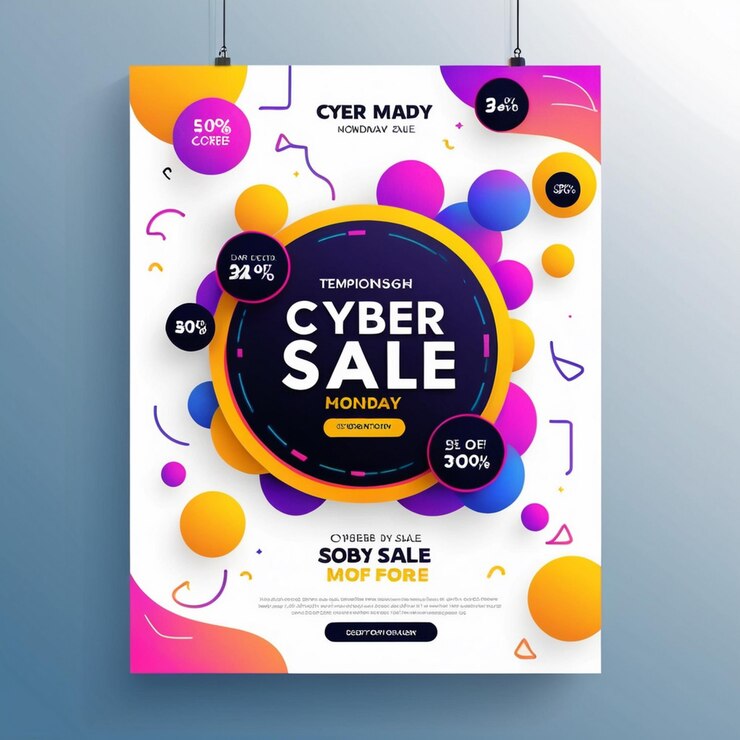Foto diseño del folleto de venta del lunes cibernético
