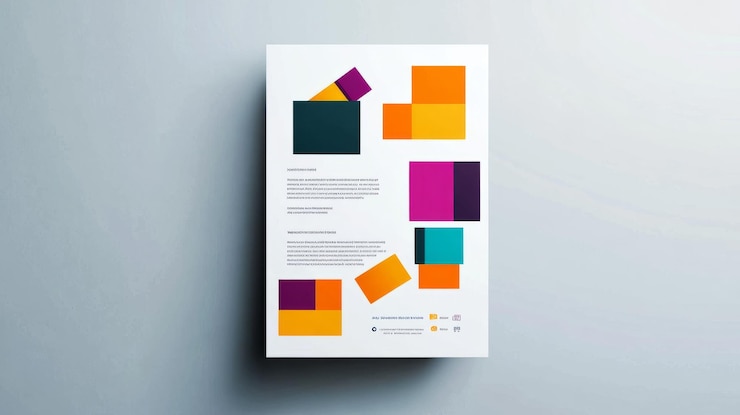 Foto diseño de folletos comerciales con cuadrados coloridos espacio de copia profesional y visualmente atractivo de alta calidad