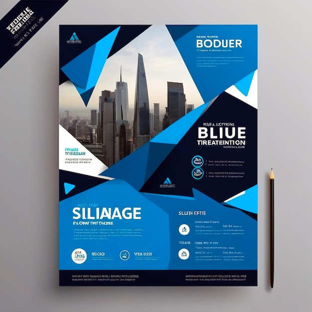 Foto diseño de folletos comerciales profesionales de color azul plantilla corporativa creativa