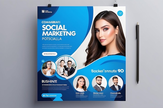 Foto diseño de folletos de marketing de negocios para el marketing digital en las redes sociales