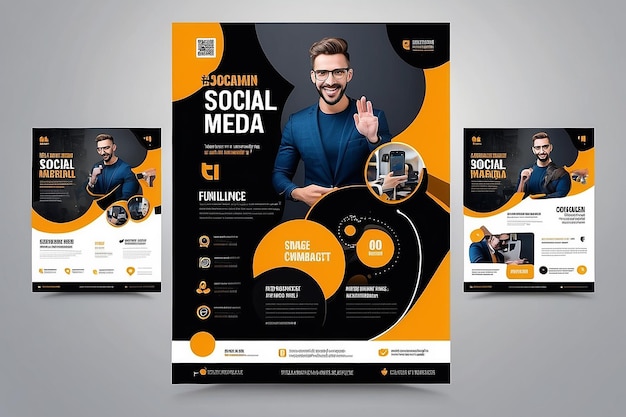 Diseño de folletos de marketing de negocios para el marketing digital en las redes sociales