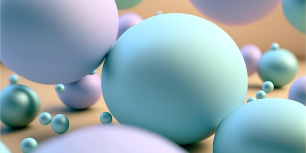Diseño de fondo 3d abstracto con esferas de colores pastel Ai generativo