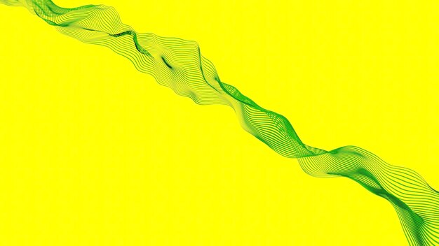 Diseño de fondo amarillo la cuadrícula delgada verde en la abstracción se balancea en diferentes direcciones