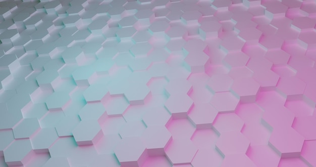 Diseño de fondo azul y rosa hexagonal moderno abstracto.Fondo abstracto geométrico con hexágonos. Panal de abeja, diseño de ciencia y tecnología.Futurista mezcla abstracta 3D, espacio de copia simulacro plano lay