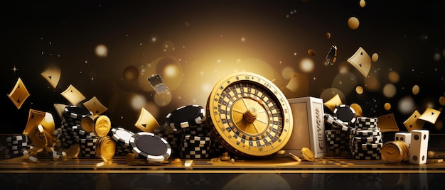 Diseño de fondo de casino oro 3D vector de lujo