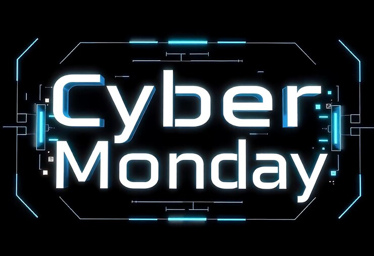 Foto diseño de fondo de ciber lunes con diseño de banner de tipografía