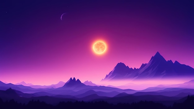 Diseño de fondo colorido con cielo y luna.