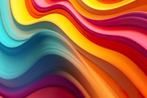 Diseño de fondo colorido de renderizado 3D abstracto con ondas onduladas suaves Fondo de onda abstracto moderno AI generativo