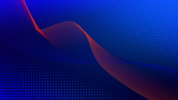 Diseño de fondo de curva de onda abstracta moderna con contornos azul oscuro de semitono Adecuado para carteles, volantes, sitios web, portadas, pancartas, anuncios, etc.