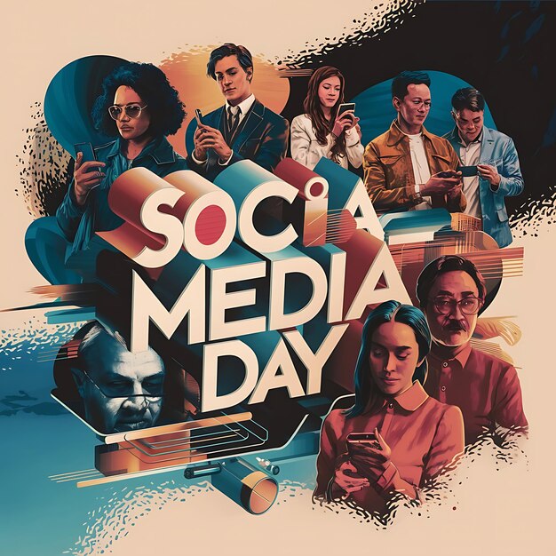 Diseño de fondo del Día de los Medios Sociales con texto
