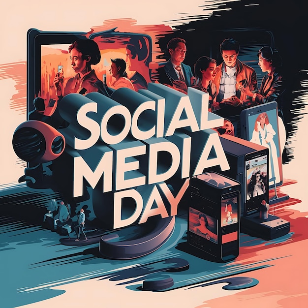 Diseño de fondo del Día de los Medios Sociales con texto