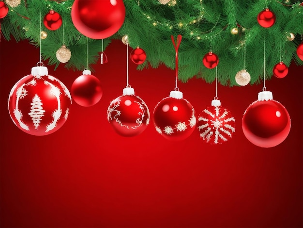 Diseño de fondo de Feliz Navidad con la bola roja