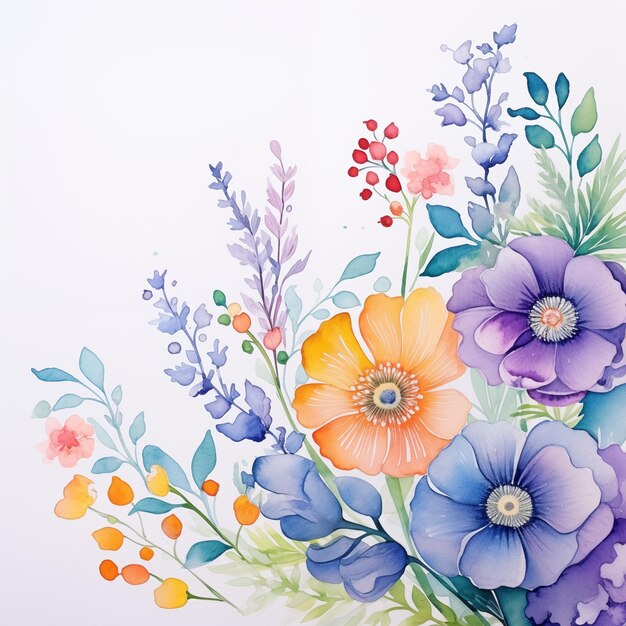 Diseño de fondo floral abstracto de acuarela colorida