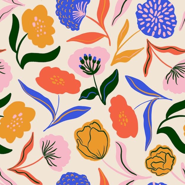 Diseño de fondo de garabateo floral sin costuras x Ilustración de patrón