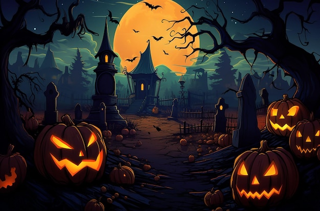 Diseño de fondo de horror de calabaza de Halloween