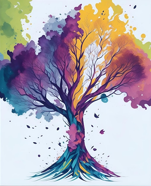 Diseño de fondo con ilustración de árbol abstracto