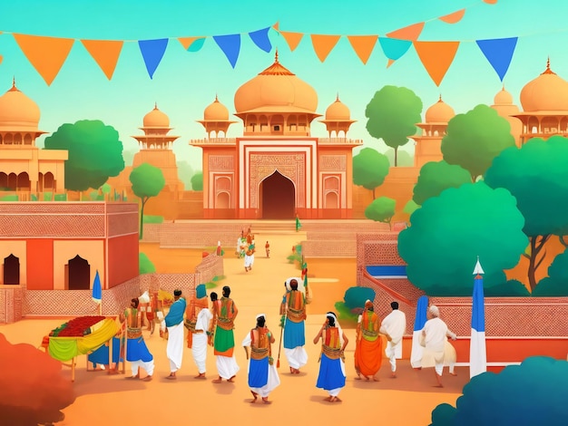 Diseño de fondo de ilustración del día de la independencia de India generado ai