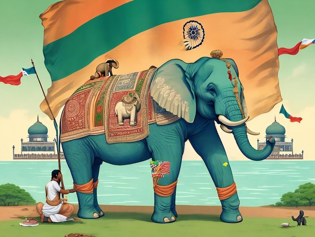 Diseño de fondo de ilustración del día de la independencia de India generado ai