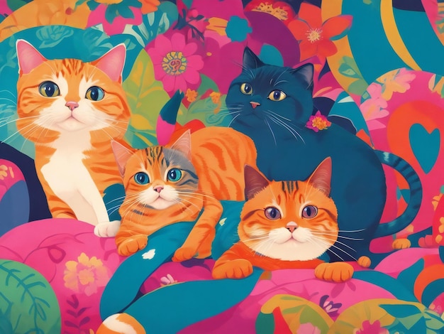 Diseño de fondo de ilustración del día internacional del gato generado por ai