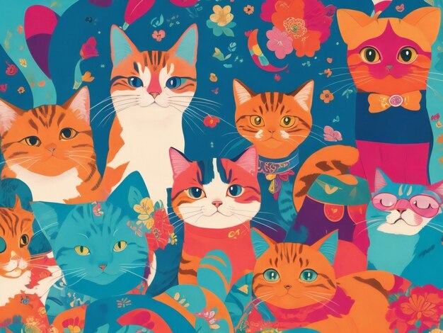 Diseño de fondo de la ilustración del Día Internacional del Gato