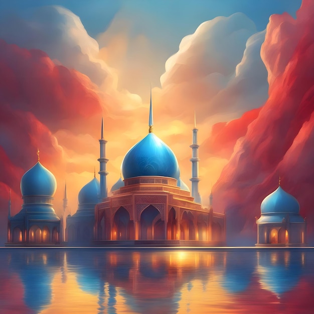 Diseño fondo ilustración mezquita fantasía