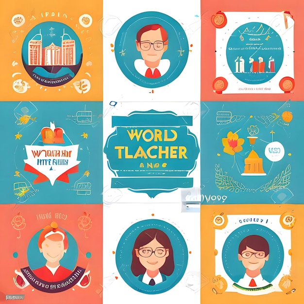 Foto diseño de fondo ilustrado para el día internacional de los maestros