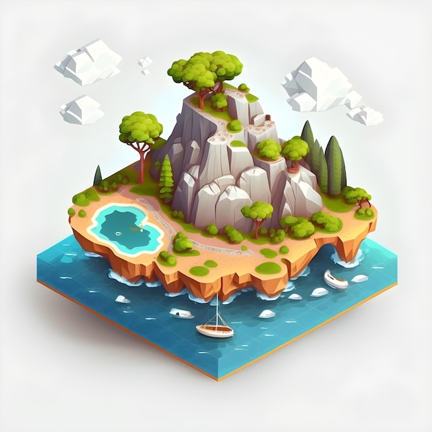 diseño de fondo de isla, escena con isla en el mar