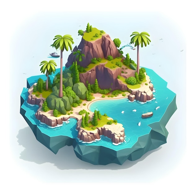 diseño de fondo de isla, escena con isla en el mar