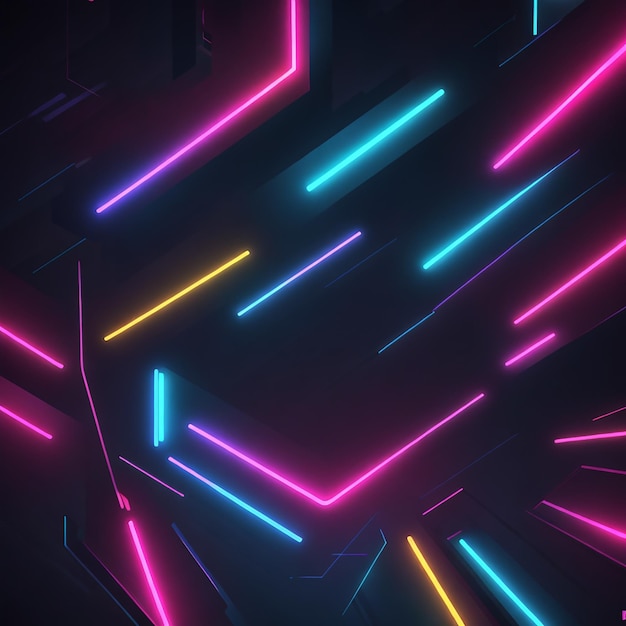 Diseño de fondo de luces de neón abstracto colorido ai generativo