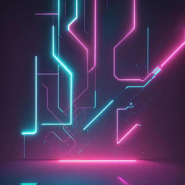 Diseño de fondo de luces de neón abstracto colorido ai generativo